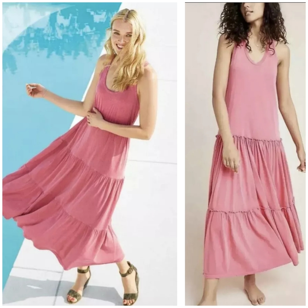 Sundry tiered pink tank maxi dress size S